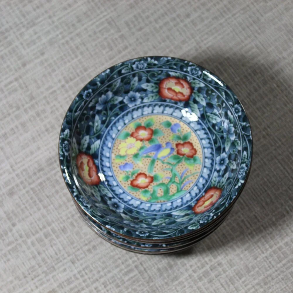 Set of 6 Japanese Elegant Ceramic Blue Size 6.5